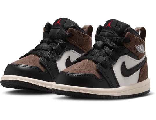 Toddler Air Jordan 1 Mid Black/Palomino-University Red DQ8425-007