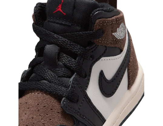 Toddler Air Jordan 1 Mid Black/Palomino-University Red DQ8425-007