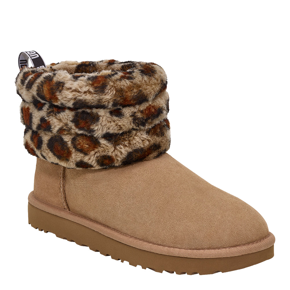 UGG Women's Fluff Mini Quilted Leopard Boots