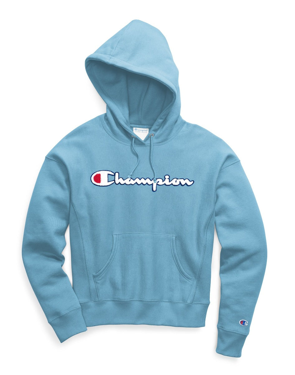 Champion Women's Life Reverse Weave Chenille Logo Pullover Hoodie 1